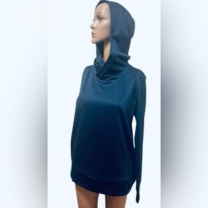 NIKE HOODED PULLOVER SWEATSHIRT WOMENS POCKETS SOLID NAVY BLUE COLOR SIZE XL